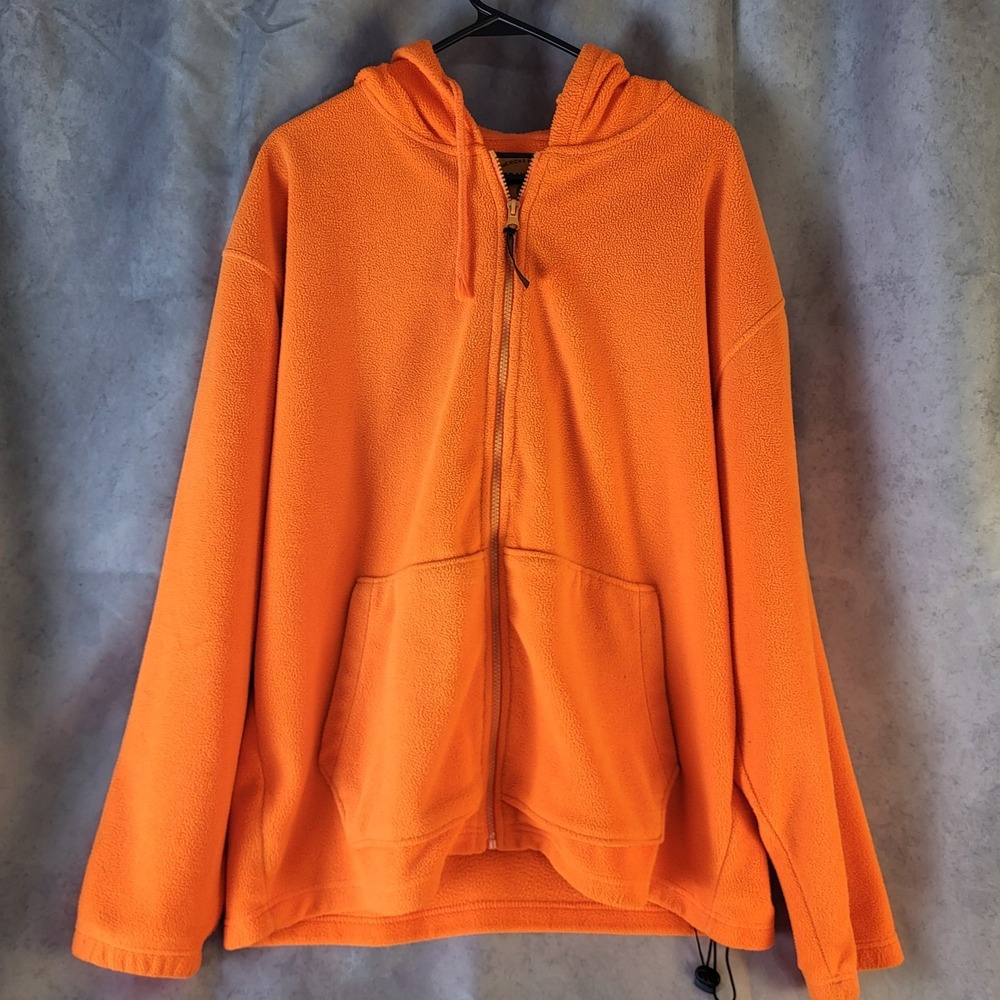 Trail Crest Blaze Orange 2XL Full Zip Fleece Hooded Hunting Jacket